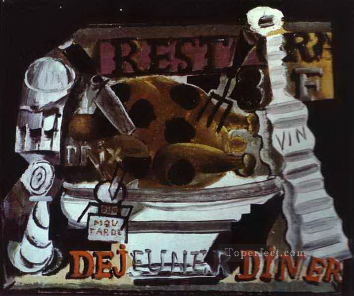 El Restaurante Pavo con Trufas y Vino 1912 cubista Pablo Picasso Pintura al óleo